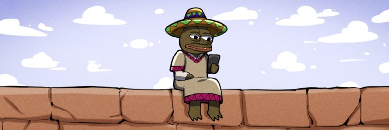 Broke Pedro sitting on a wall