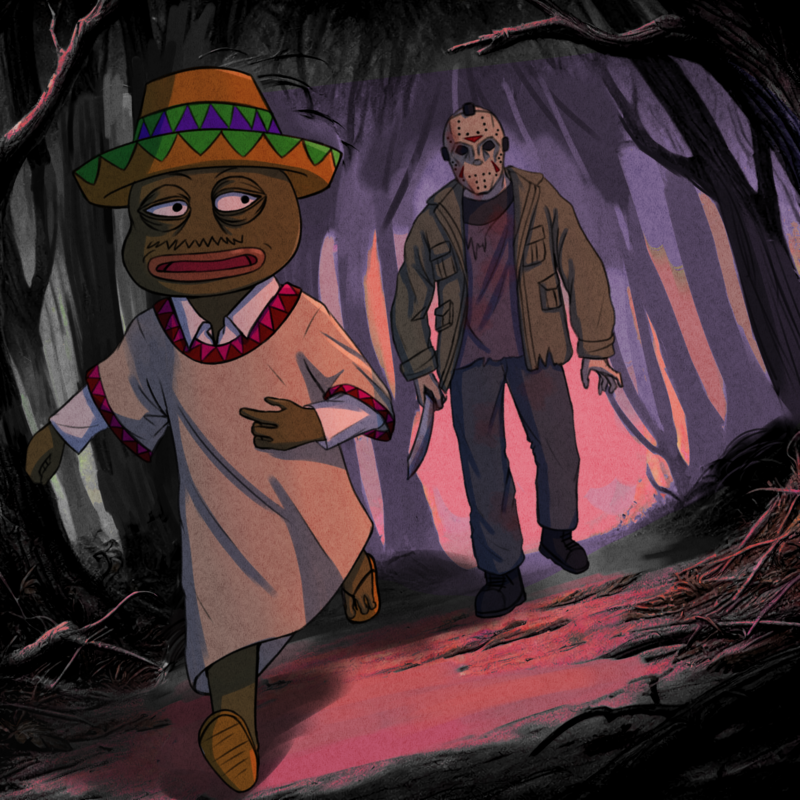 Pedro running through the woods from Jason